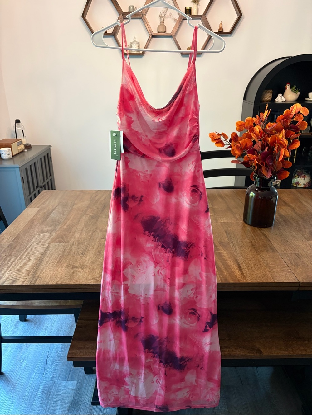 (NEW) Maxi Slip Dress in Pink Watercolor Floral